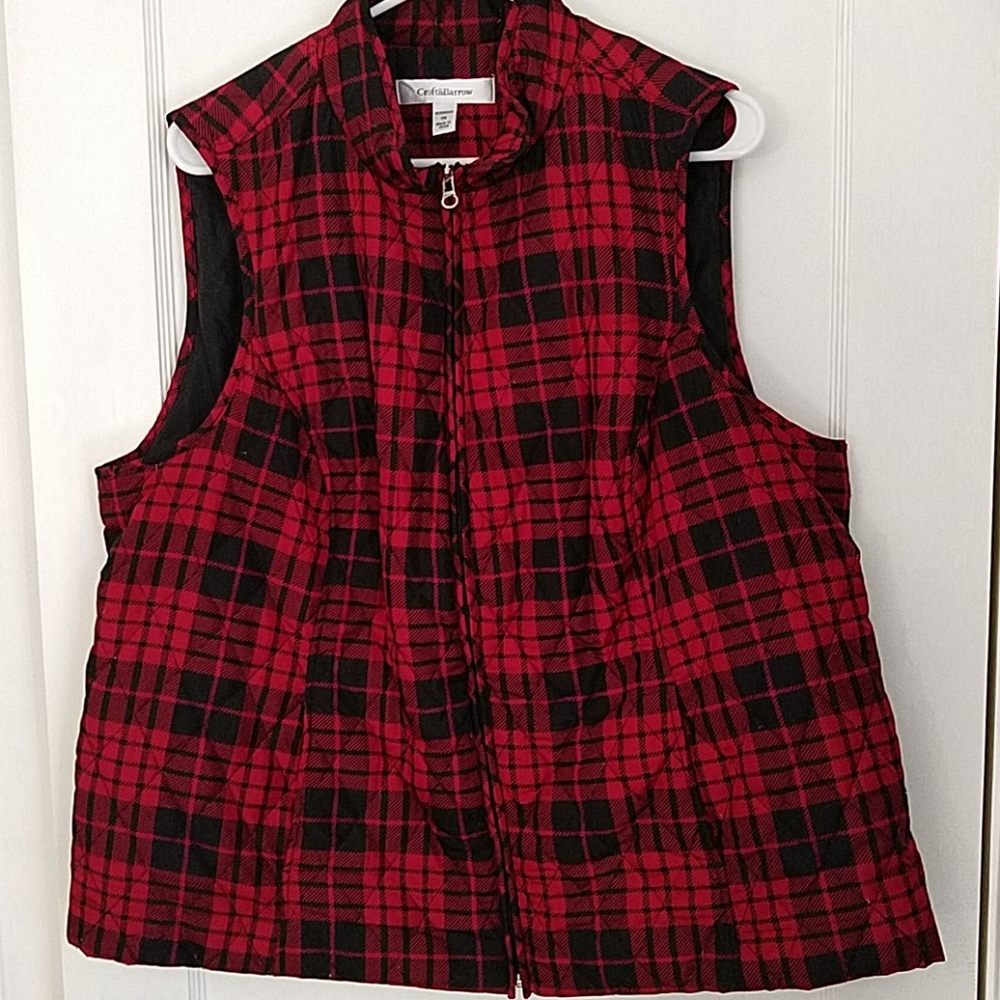 Quilted Plaid Sleeveless Zipper Vest